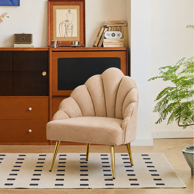 BOLGE - Retro lænestol i metal og beige velour