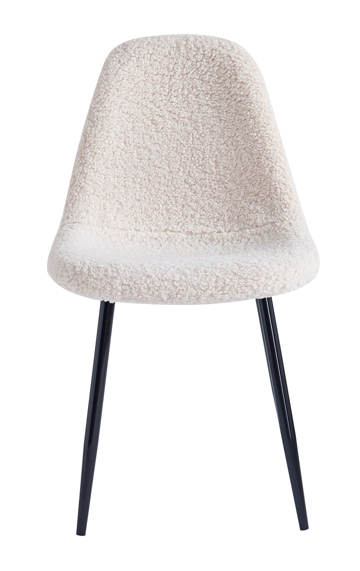 Lot de 4 chaises en métal et bouclettes blanches