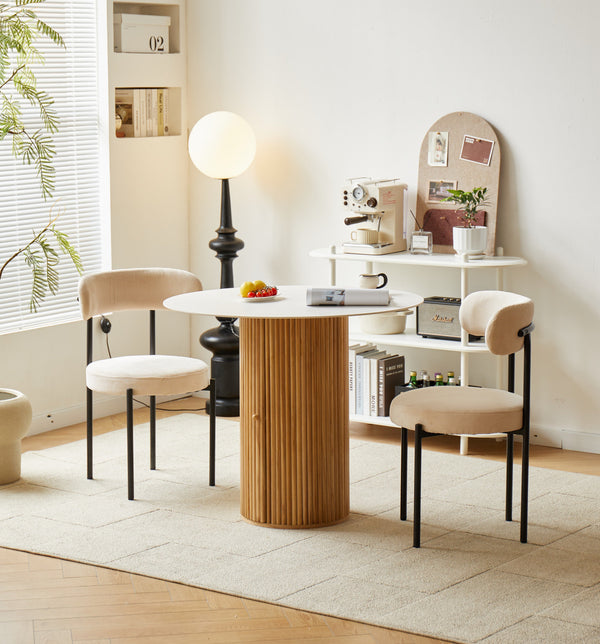 HAVANA - Table a manger ronde 4 personnes en pin massif et effet marbre D90