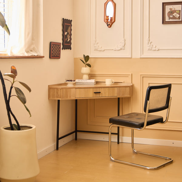 SETO - Bureau d'angle en bois et métal 1 tiroir