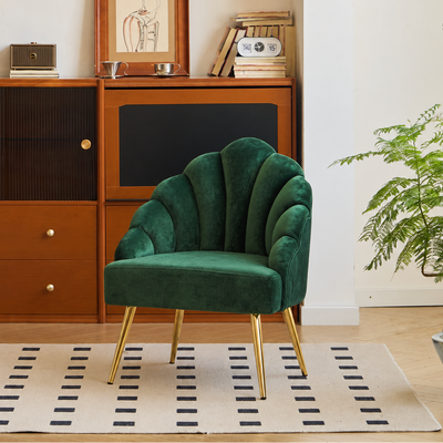 BOLGE - Sillón escandinavo 1 plaza en terciopelo con patas de acero verde