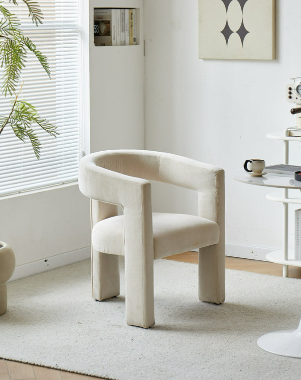 ARUSHA - Fauteuil en velours côtelé beige