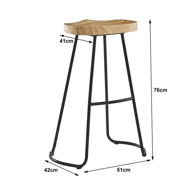 Lot de 2 tabourets de bar en métal et frêne naturel