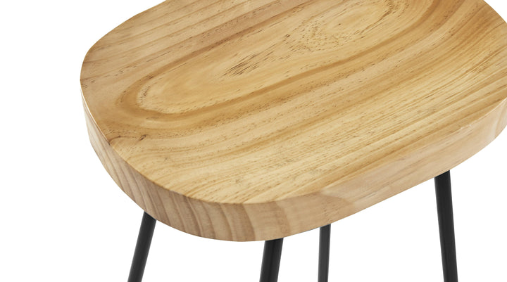 Lot de 2 tabourets de bar en métal et frêne naturel