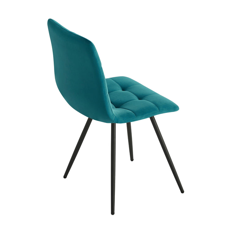 Lot de 2 chaises en métal et velours bleu canard