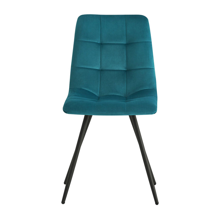Lot de 2 chaises en métal et velours bleu canard