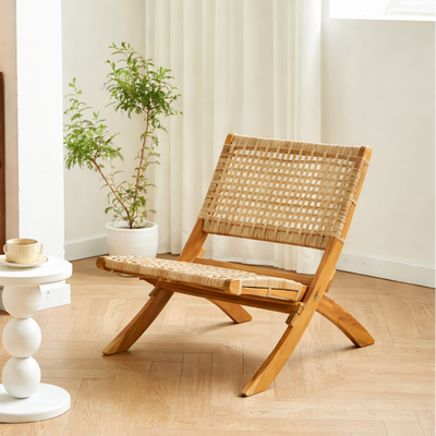 JANEIRO - Sillón de madera maciza de acacia y cuerda