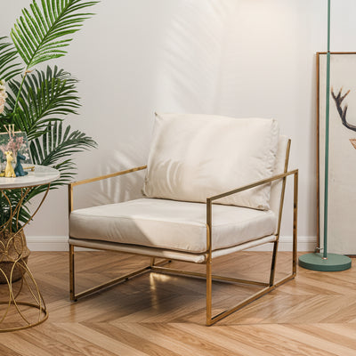 VIBORG - Loungestol i metal og beige velour