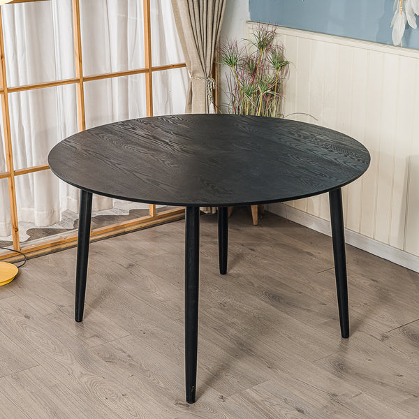 TRADITION - Table a manger ronde 6 personnes en pin massif D120 noir