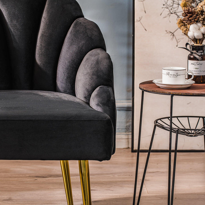 Fauteuil retro en métal et velours noir