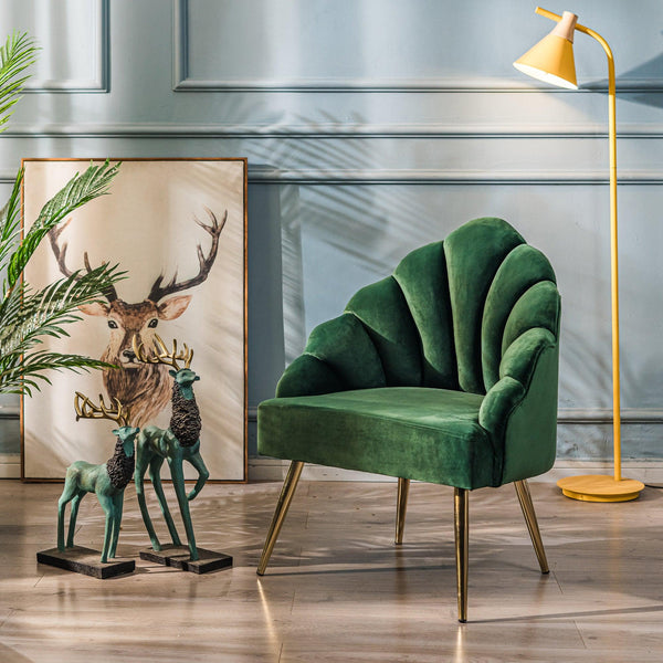 Fauteuil retro en métal et velours vert