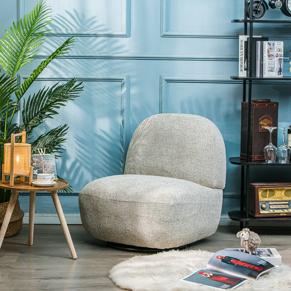 KAMPALA - Fauteuil de salon pivotant swivel en tissus gris