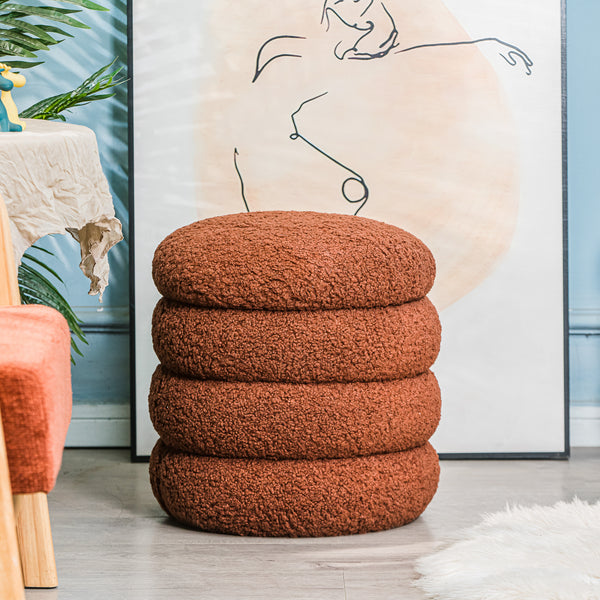 FLOKKE - Pouf en bouclettes terracotta style scandinave