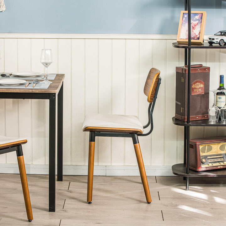 Lot de 2 chaises en bois et velours beige