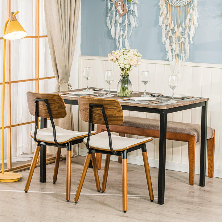 Lot de 2 chaises en bois et velours beige