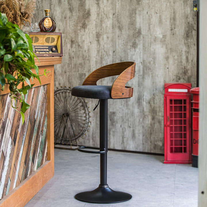 Lot de 2 tabourets de bar en bois et simili noir