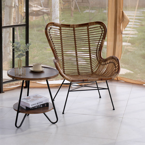 JAKARTA - Fauteuil en métal et rotin naturel