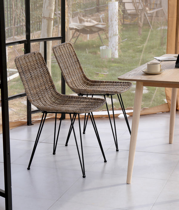 PENANG - Lot de 2 chaises en métal et fibres naturelles