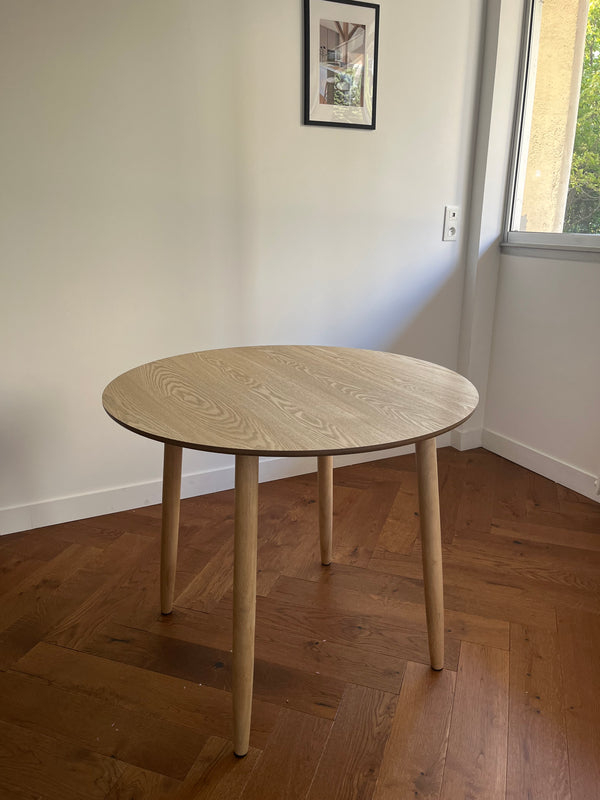 TRADITION - Table a manger ronde 6 personnes en pin massif D120 coloris naturel