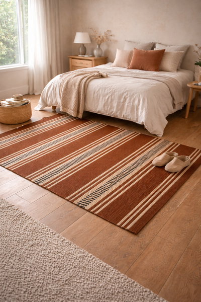 KUOPIO - Alfombra rectangular de algodón en marron 90 x 60 cm