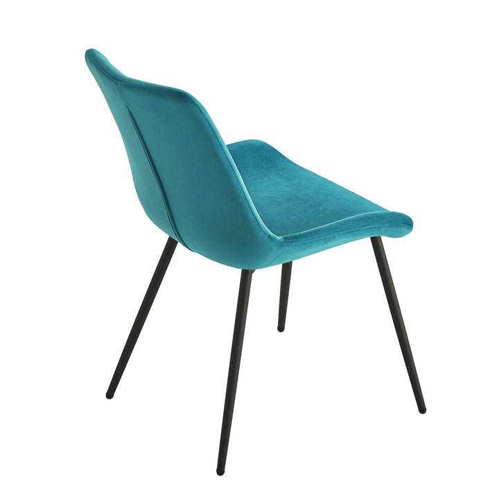 Lot de 2 chaises en métal et velours bleu canard