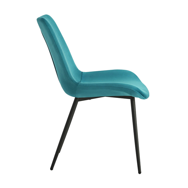 Lot de 2 chaises en métal et velours bleu canard