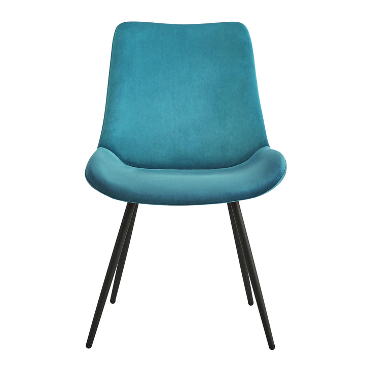 Lot de 2 chaises en métal et velours bleu canard