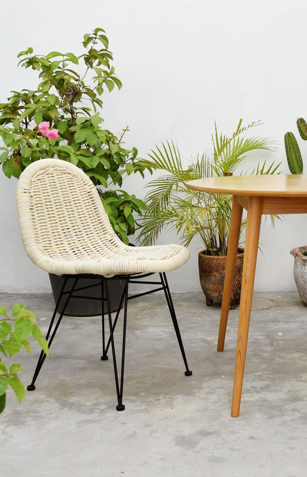 NITA - Lot de 2 chaises de salle à manger design boheme en rotin naturel