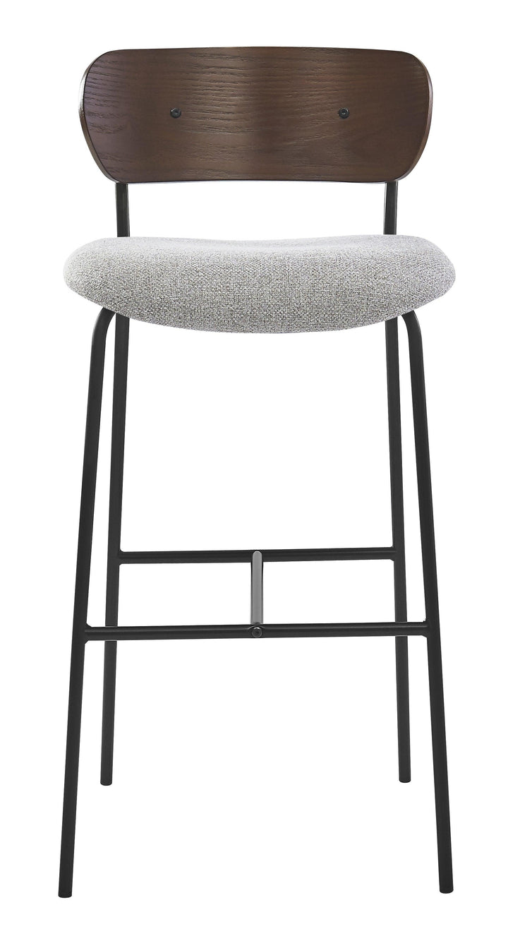 Lot de 2 tabourets de bar en métal et frêne tissu gris