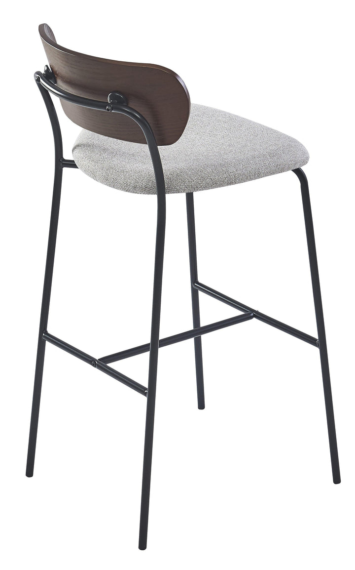Lot de 2 tabourets de bar en métal et frêne tissu gris