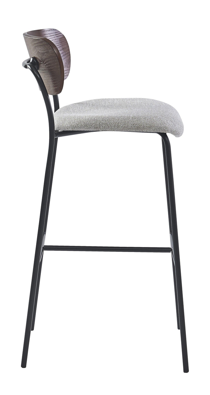 Lot de 2 tabourets de bar en métal et frêne tissu gris