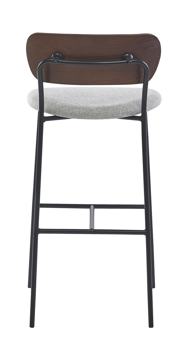 Lot de 2 tabourets de bar en métal et frêne tissu gris
