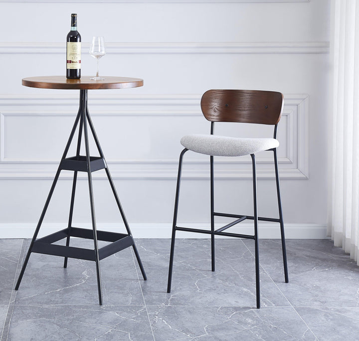 Lot de 2 tabourets de bar en métal et frêne tissu gris