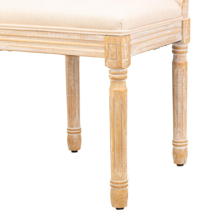 Lot de 2 chaises en bois et cannage avec assise en tissu beige