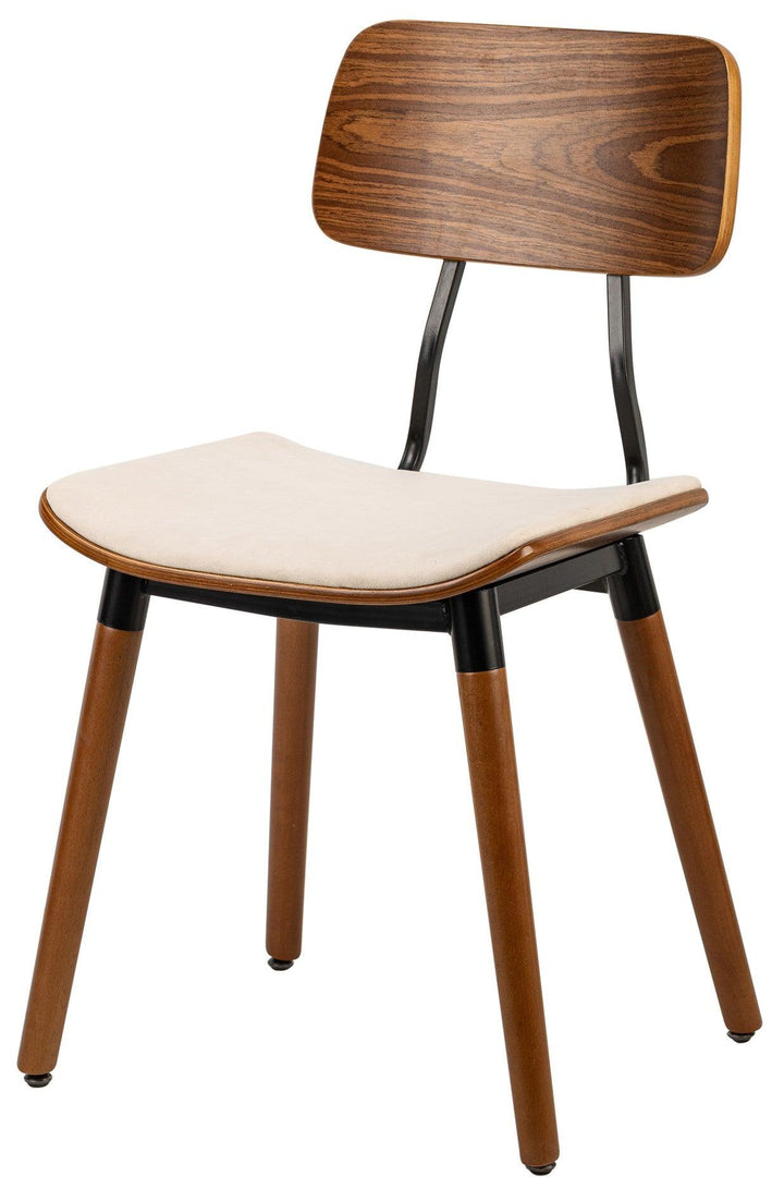 Lot de 2 chaises en bois et velours beige