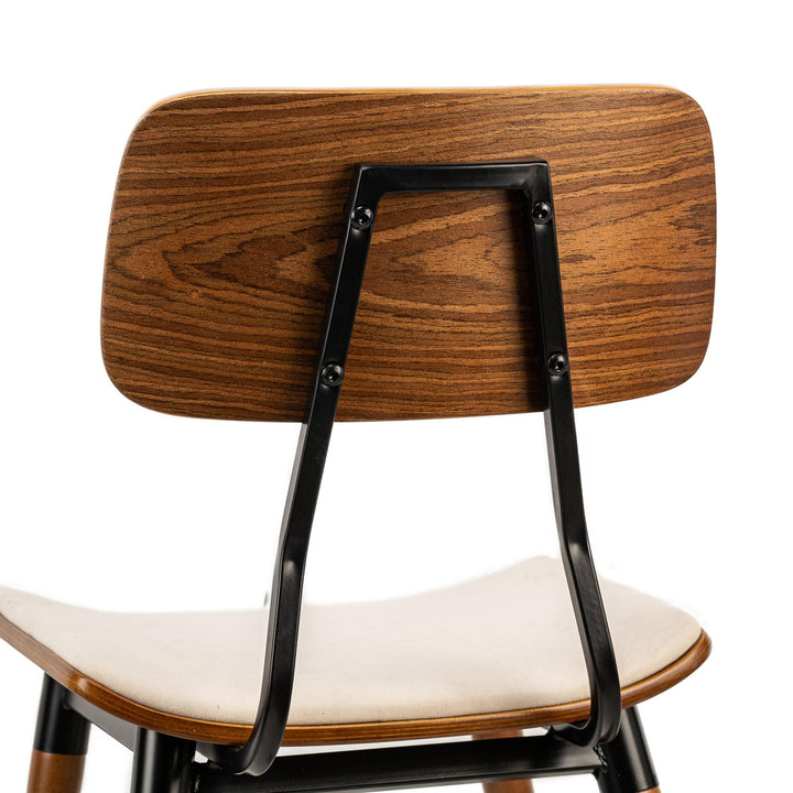 Lot de 2 chaises en bois et velours beige