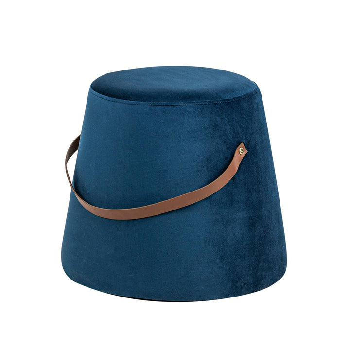 Pouf en velours bleu avec corde