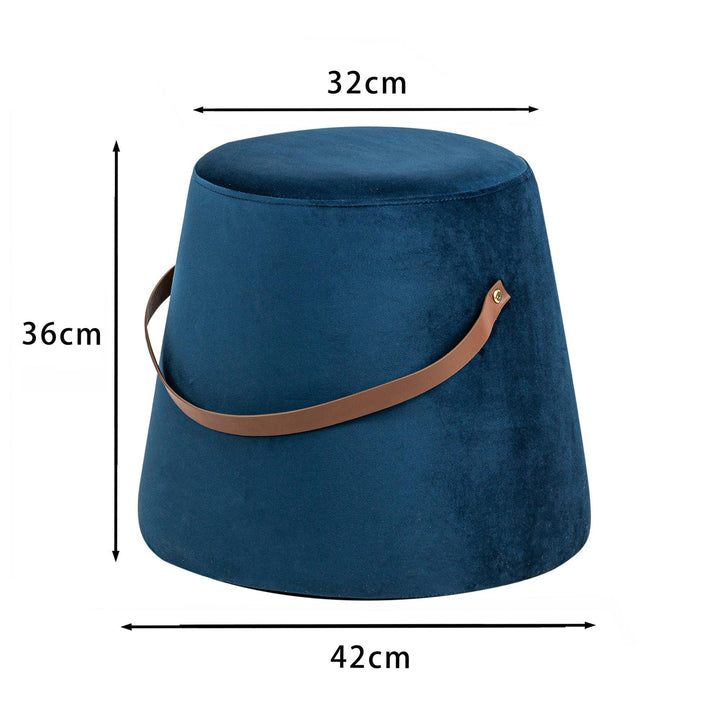 Pouf en velours bleu avec corde