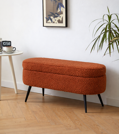 STOCKHOLM - Sitzbank aus Metall und Bouclé Terracotta