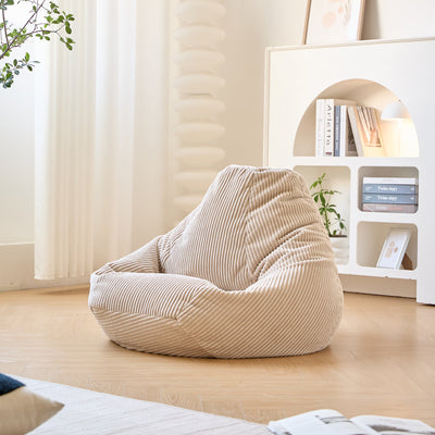 GRANA - Pouf in velluto a coste beige