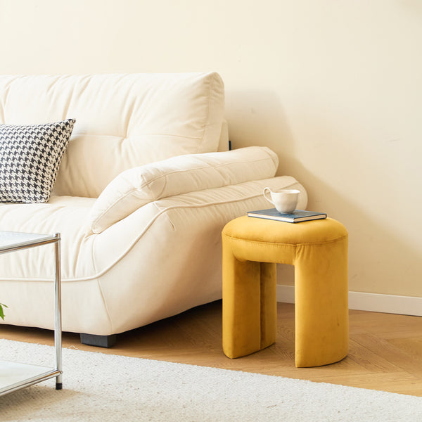 NAGA - Pouf en velours jaune