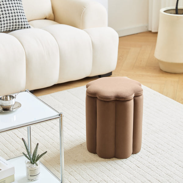 NIGATA - Pouf de salon avec rangement en velours marron