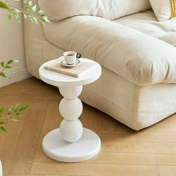 GAVLE - Table d'appoint ronde en bois blanc