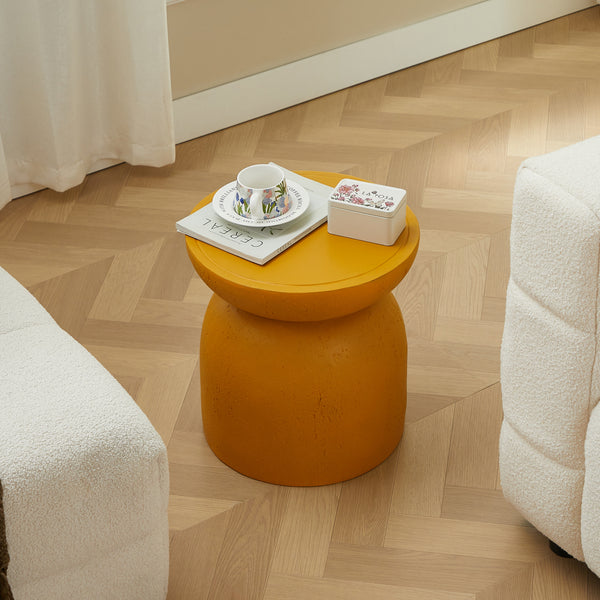 HJORRING - Table d'appoint bout de canapé intérieur extérieur en magnesite jaune