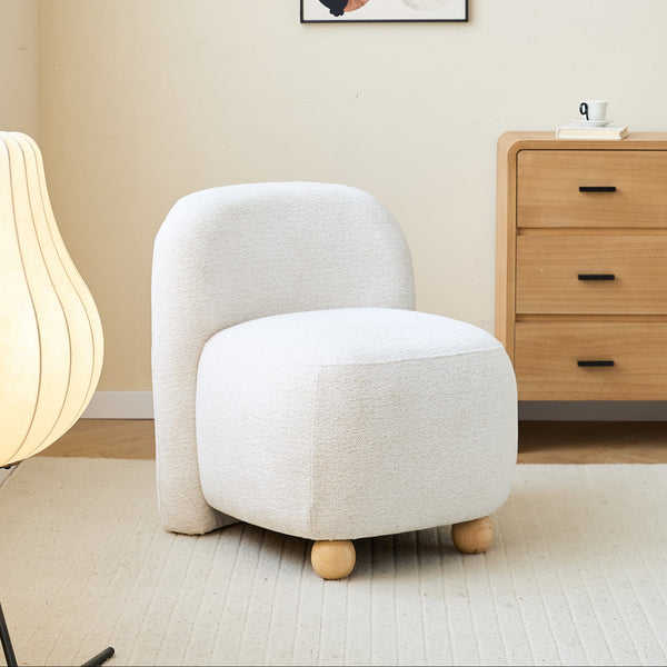 KOKKOLA - Fauteuil de salon en bois massif et tissu beige
