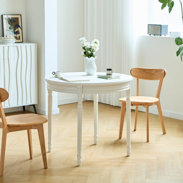 KAJANI - Table à manger 4 personnes ronde en bois de pin blanc