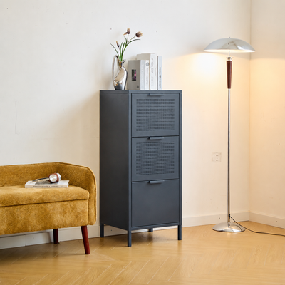 NURMES - Meuble de rangement 3 tiroirs en metal bleu