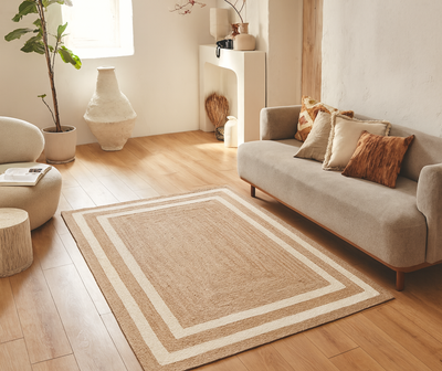 ALVA - Rektangulært tæppe i håndvævet naturjute i brun 120 x 80 cm