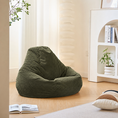 GRANA - Pouf in velluto a coste verde