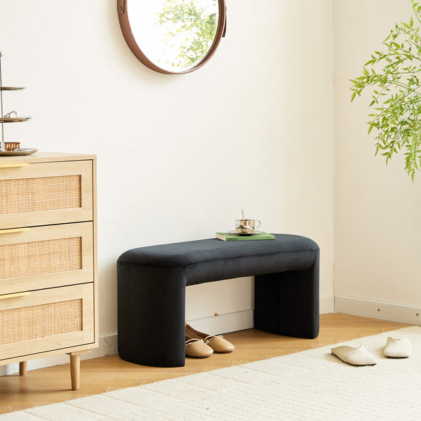 RIGA - Banc style scandinave en velours noir